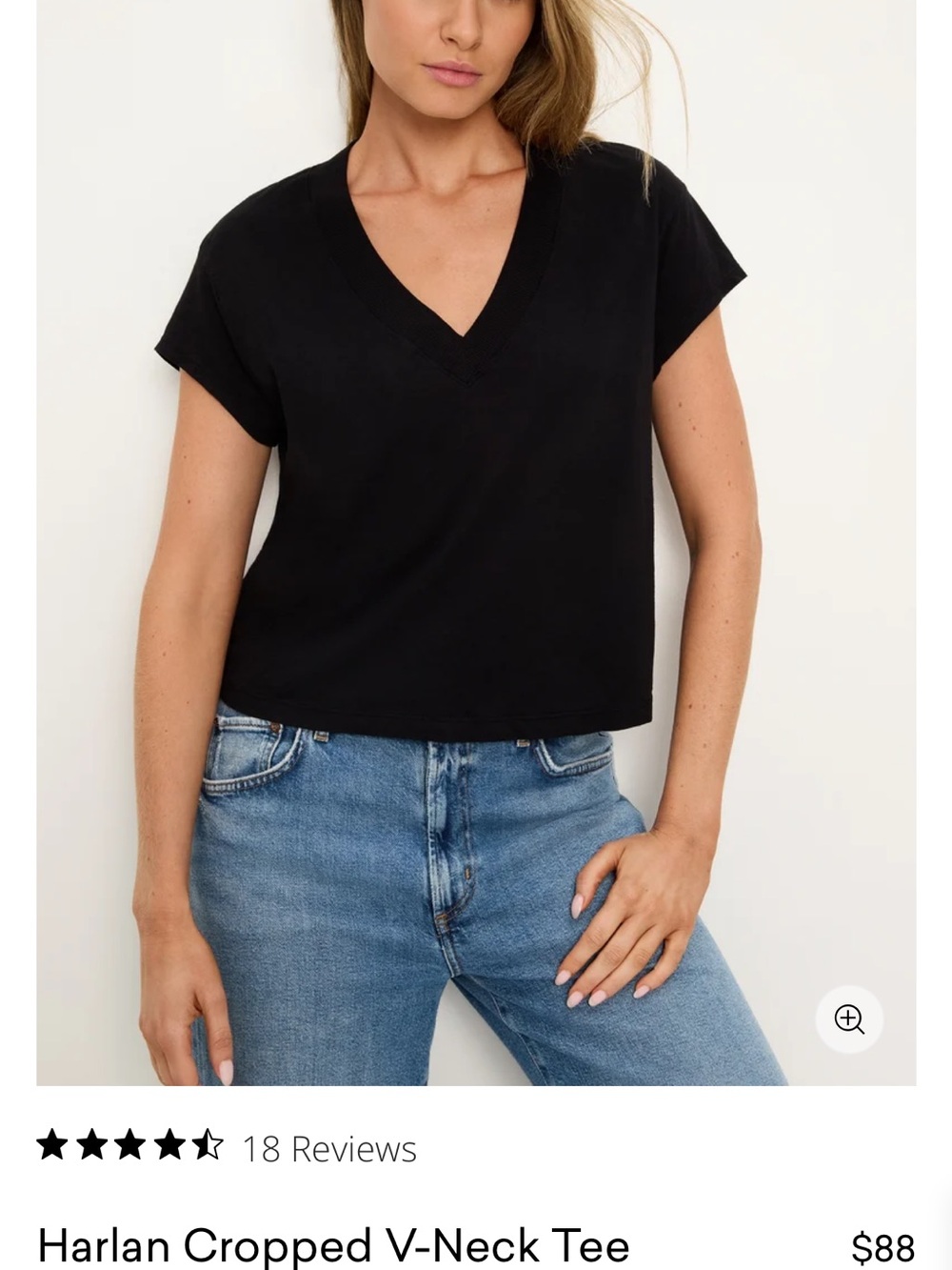 Lot of 3 Michael Stars Boxy Crop V-Neck Tee in White, Tan, Black One Size